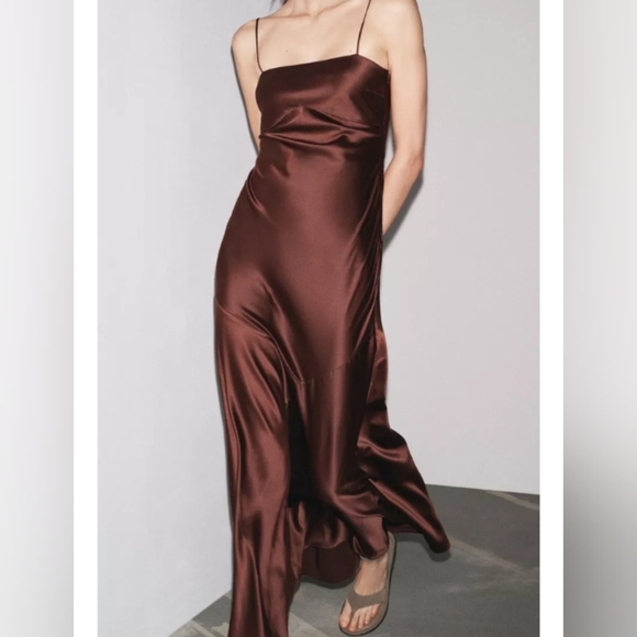 Zara Lingerie Satin Strap Dress - Picture 2 of 8